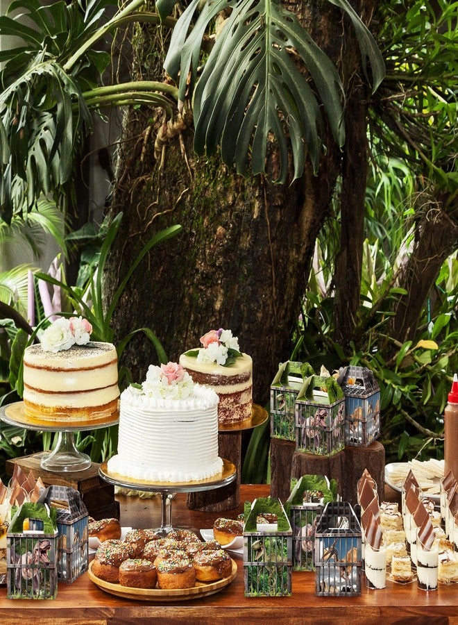 DoubleFill 12 Pcs Dinosaur Party Supplies Treat Boxes Dino Party Favor Boxes Tropical Jungle Dinosaur Gift Box Table Centerpieces Photography Props Decorations for Birthday Halloween Christmas - Image 3